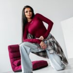 Bluzka przylegająca ATLANTA OLAVOGA bordowa