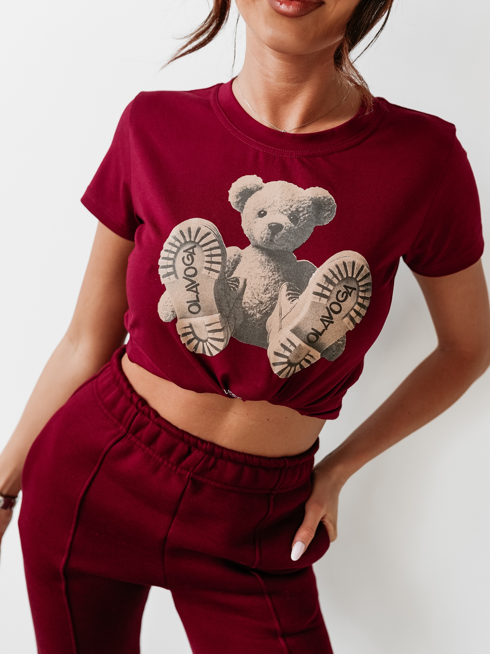 T-shirt taliowany NALLE OLAVOGA bordowy T-shirt taliowany NALLE OLAVOGA bordowy