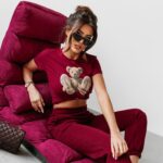 T-shirt taliowany NALLE OLAVOGA bordowy