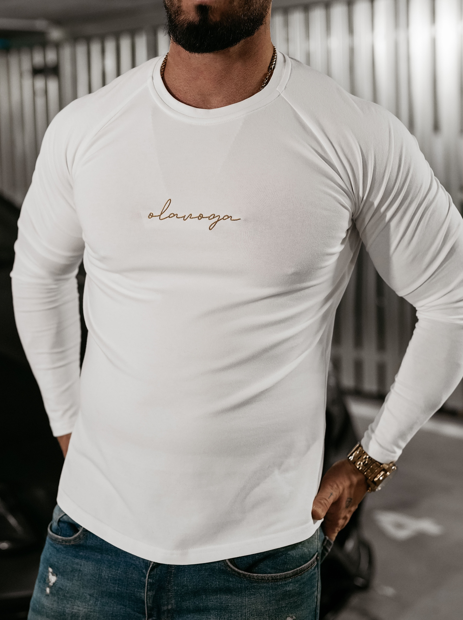 Bluzka męska longsleeve MINIMALIST MAN OLAVOGA ecru