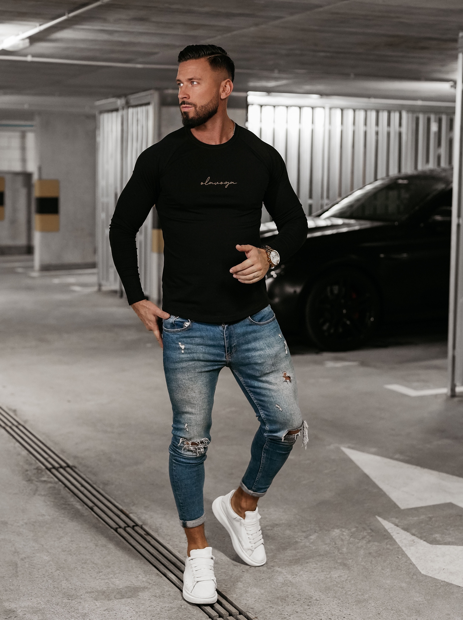Bluzka męska longsleeve MINIMALIST MAN OLAVOGA czarna