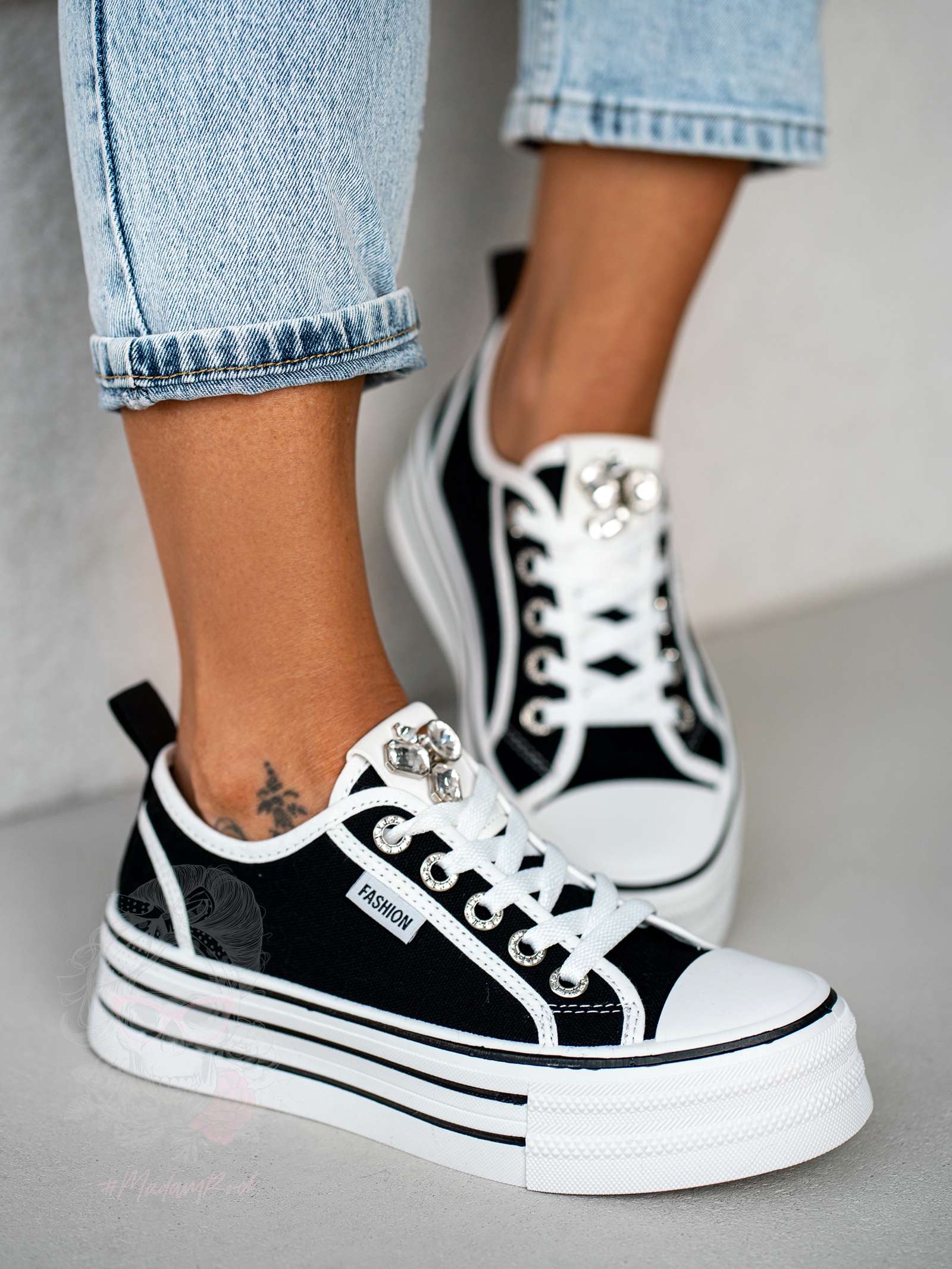 Trampki na grubej podeszwie Madam Kisik czarne