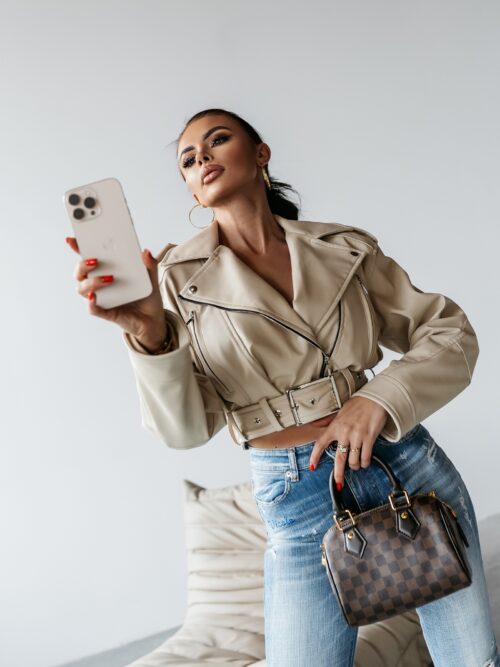 Kurtka ramoneska CELESTIA II OLAVOGA beżowa