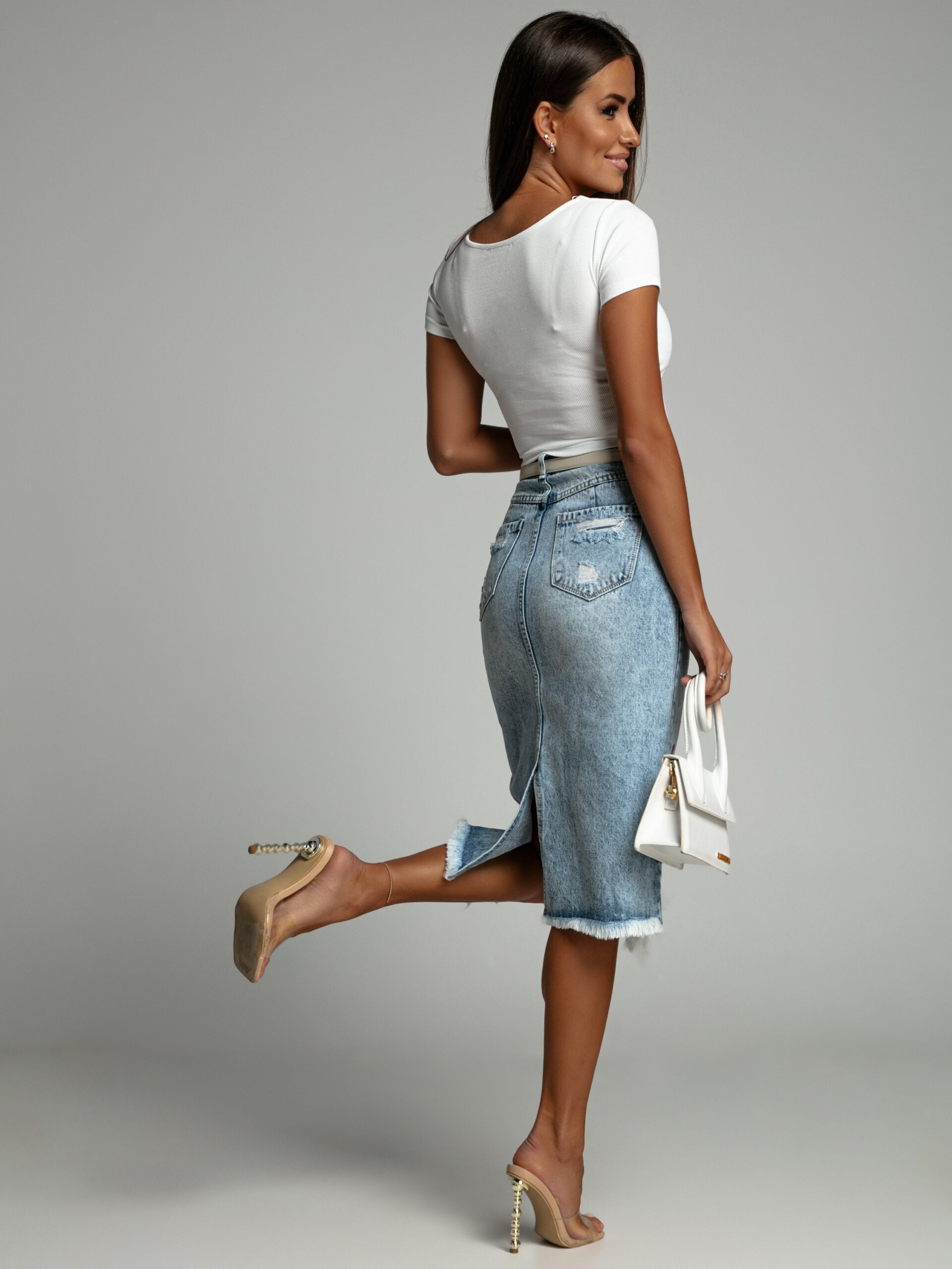 Spódnica asymetryczna w serduszka Afapi niebieska Spódnica asymetryczna w serduszka Afapi niebieska