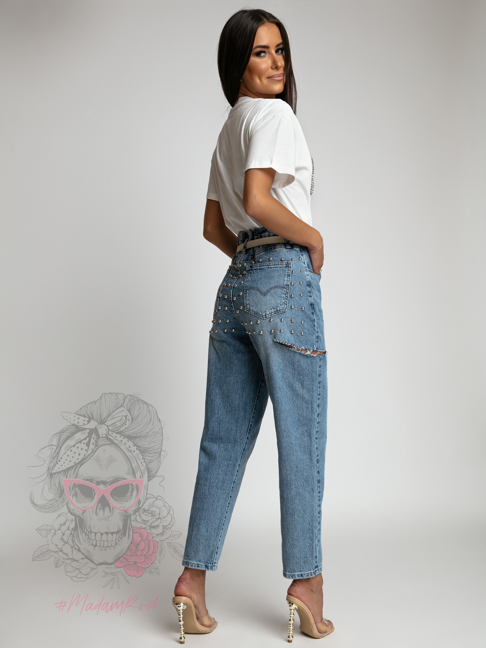 Spodnie boyfriend z napami Capco niebieskie