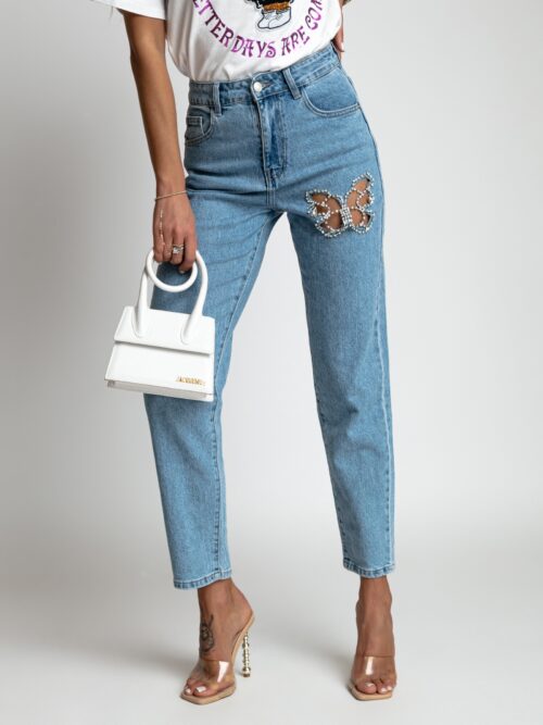 Spodnie jeansowe z motylem Your Fly niebieskie