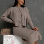 Komplet dzianinowy 3-częściowy Mamma cappuccino