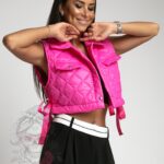 Kamizelka krótka pikowana This Touch różowa