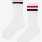 Skarpetki sportowe z kolorowym ściągaczem biało-czerwone