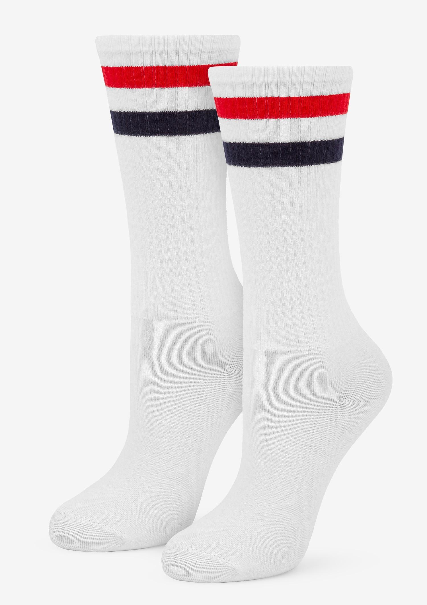 Skarpetki sportowe z kolorowym ściągaczem biało-czerwone