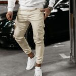 Spodnie męskie bawełniane VELOCITY OLAVOGA beżowe