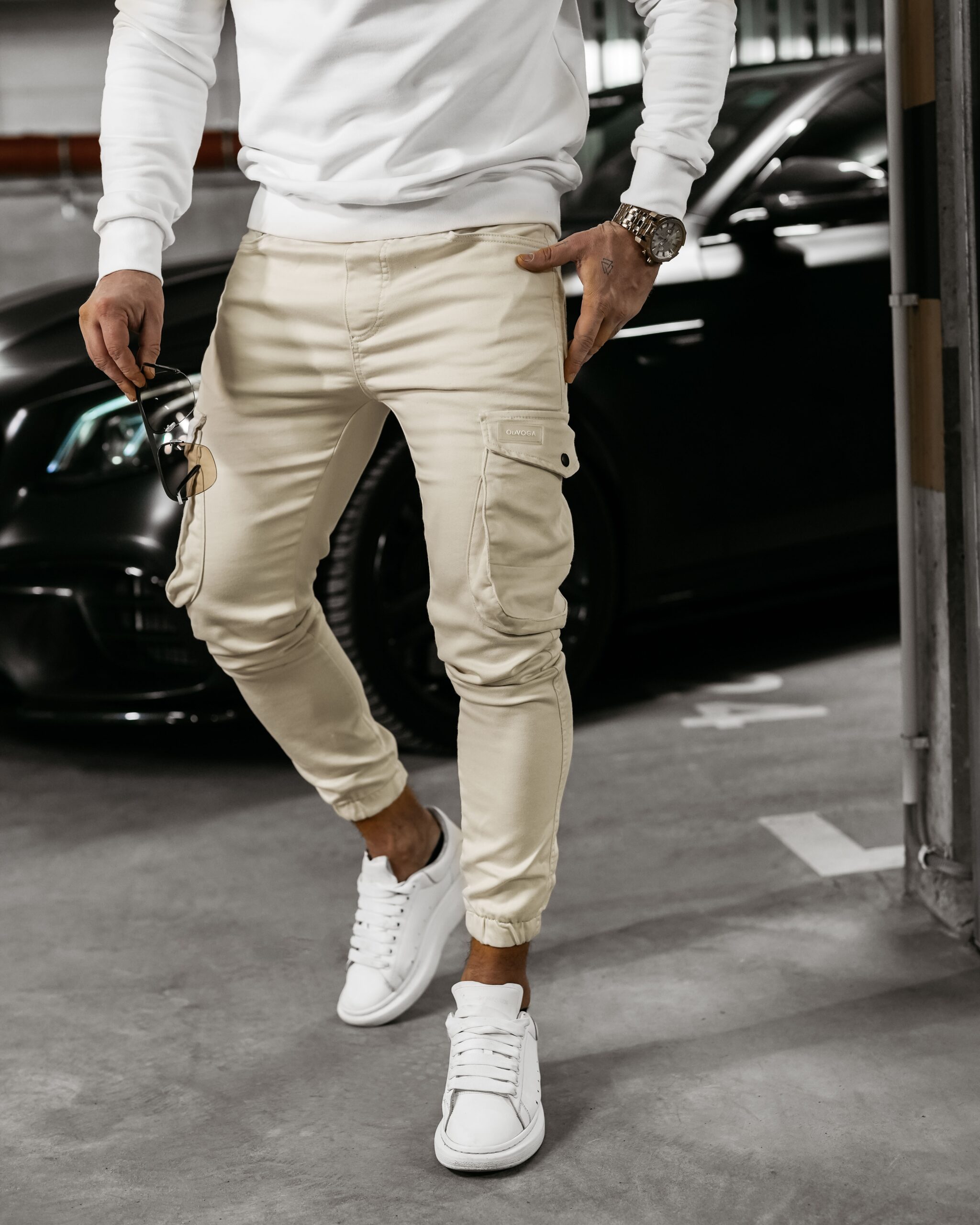 Spodnie męskie bawełniane VELOCITY OLAVOGA beżowe