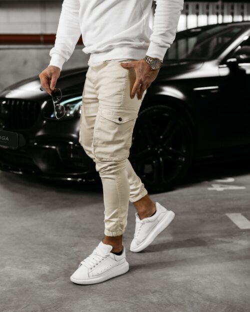 Spodnie męskie bawełniane VELOCITY OLAVOGA beżowe