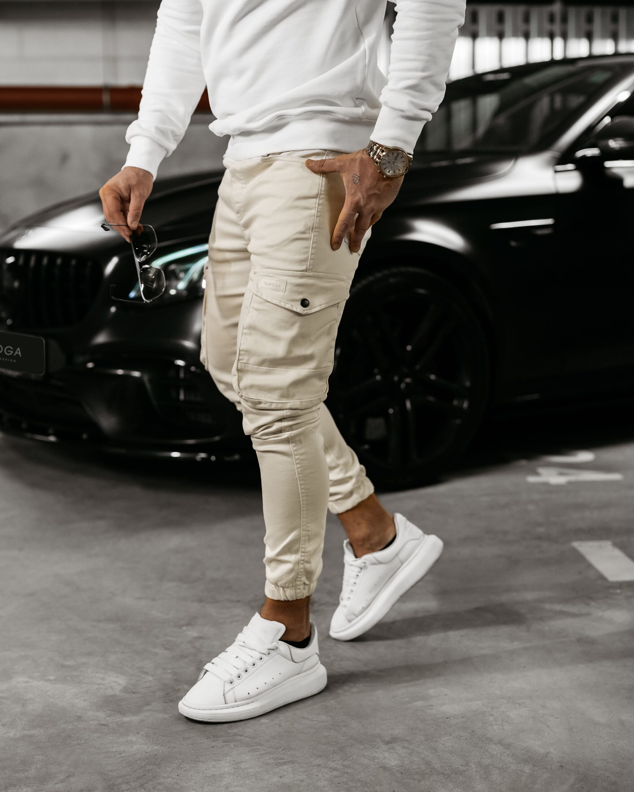 Spodnie męskie bawełniane VELOCITY OLAVOGA beżowe