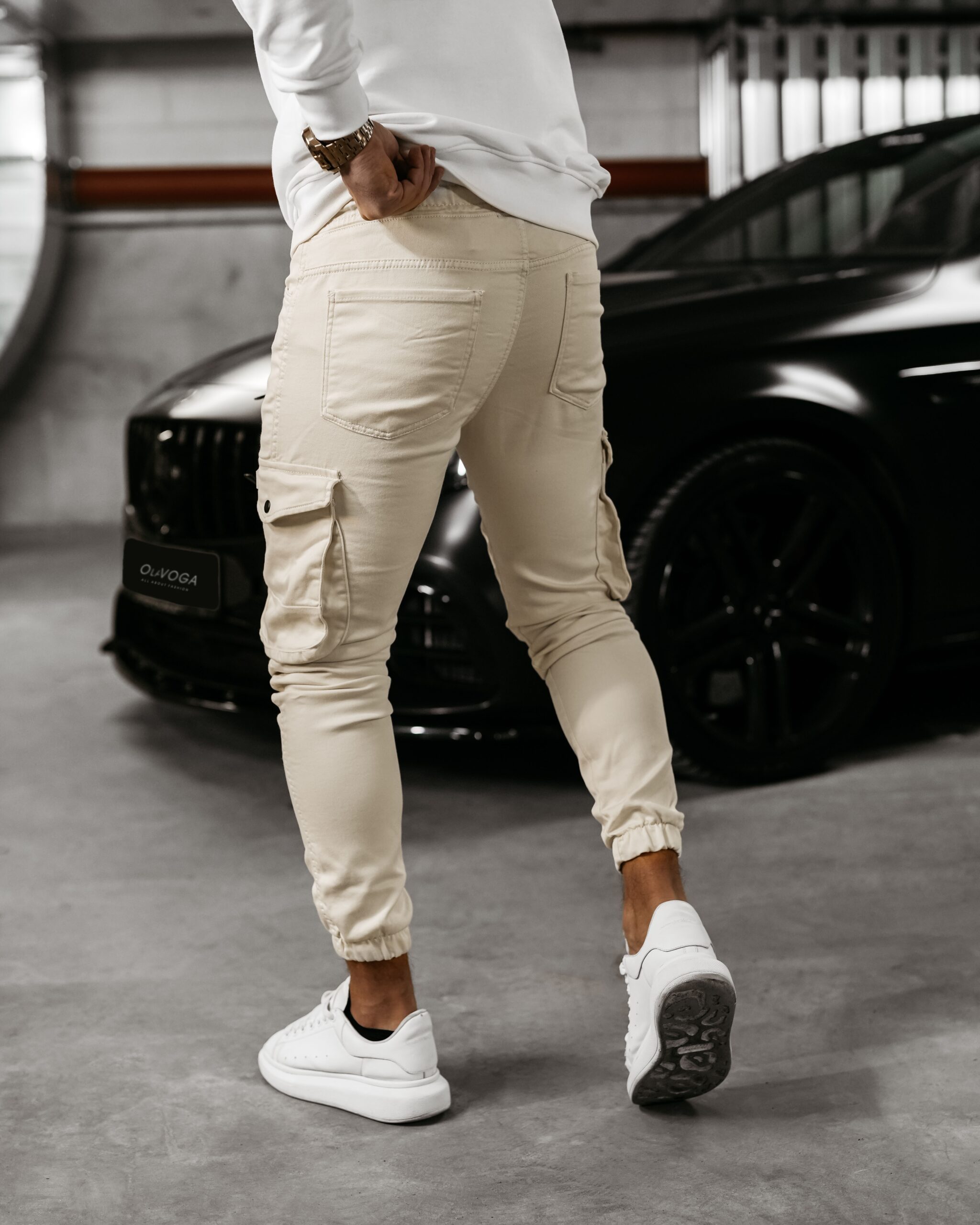 Spodnie męskie bawełniane VELOCITY OLAVOGA beżowe