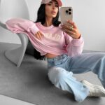 Bluza bawełniana MARI OLAVOGA pudrowy róż