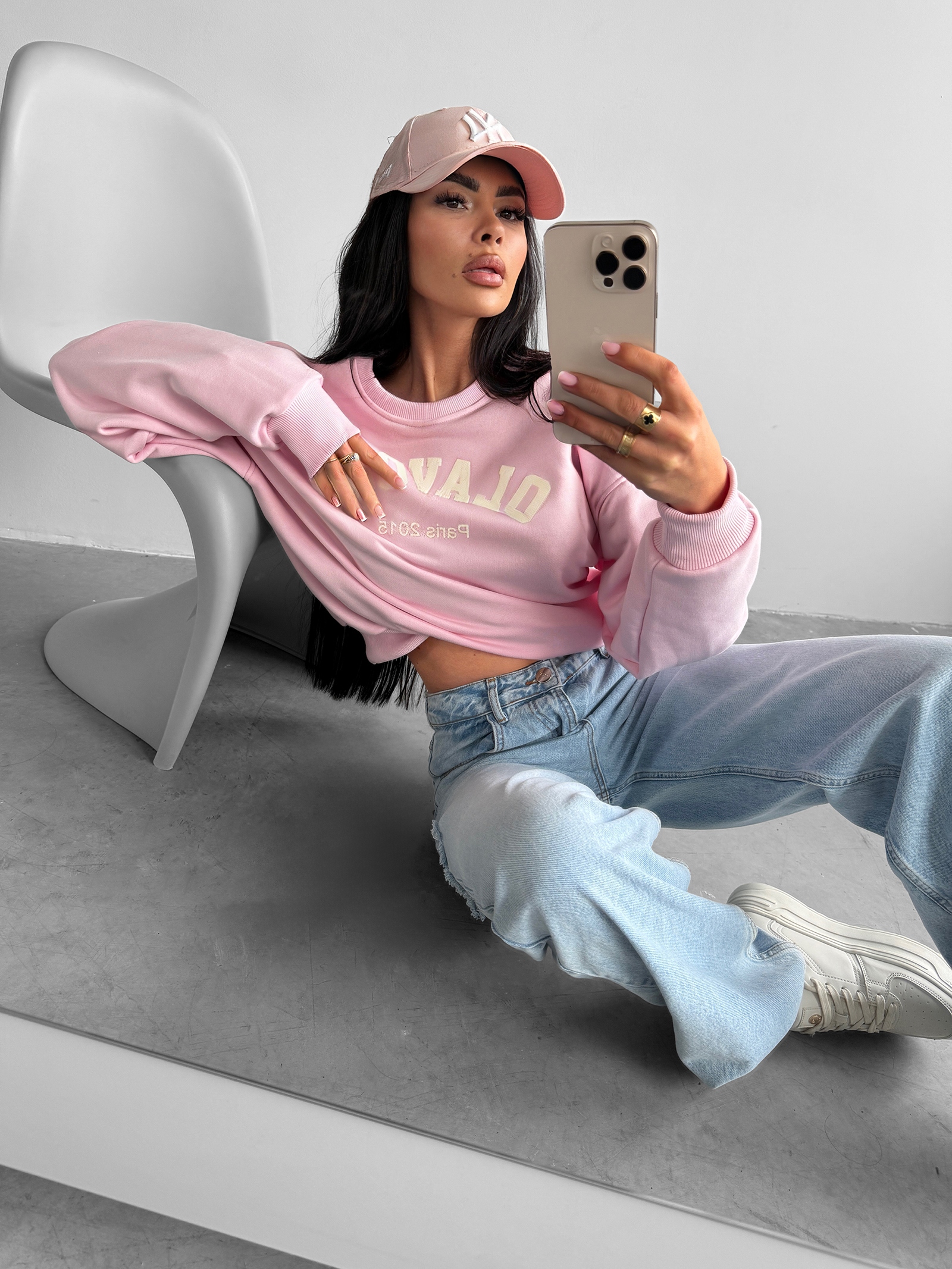 Bluza bawełniana MARI OLAVOGA pudrowy róż Bluza bawełniana MARI OLAVOGA pudrowy róż