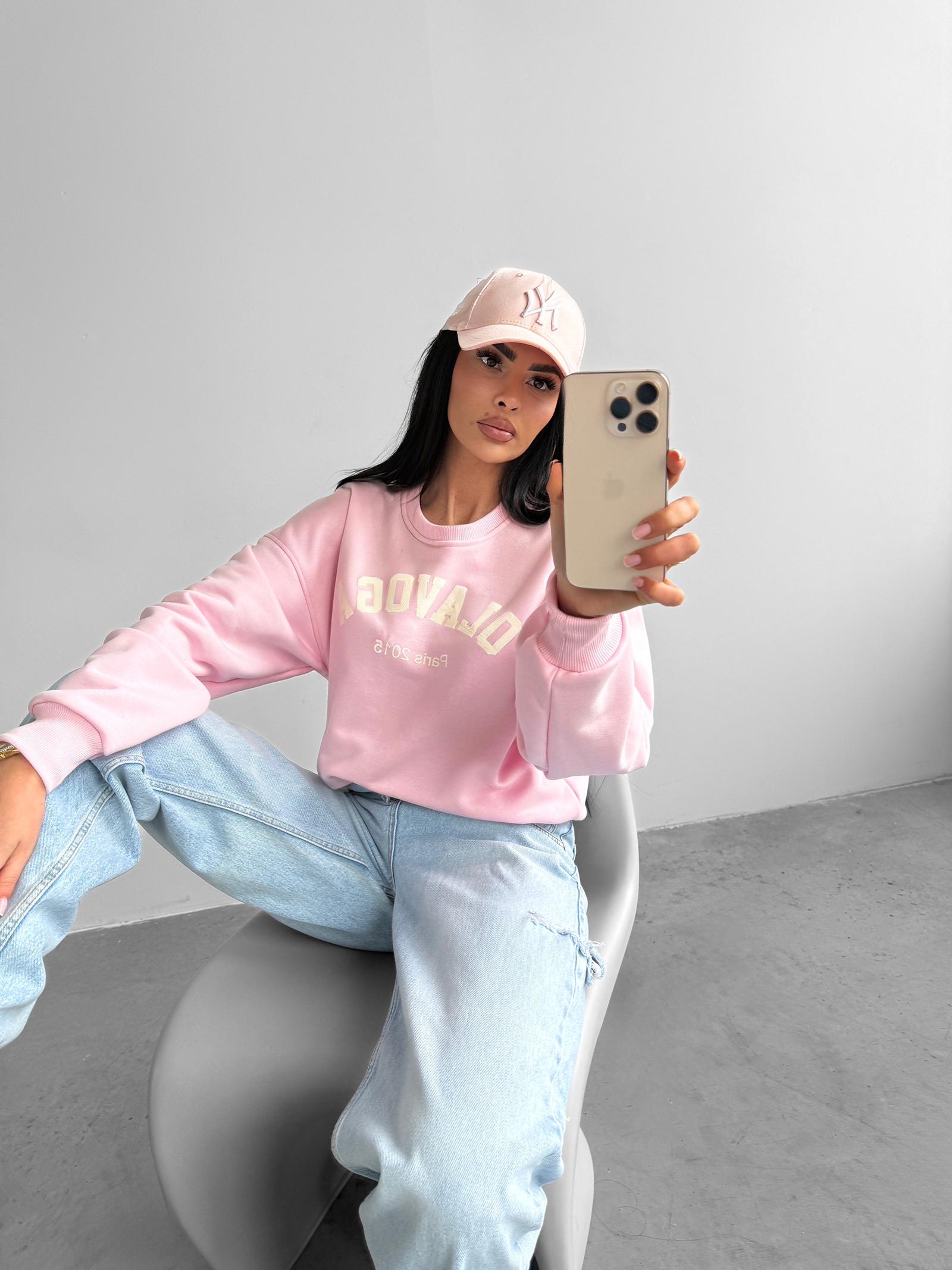 Bluza bawełniana MARI OLAVOGA pudrowy róż Bluza bawełniana MARI OLAVOGA pudrowy róż