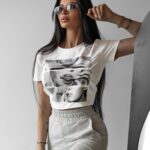 T-shirt taliowany LABIOS OLAVOGA ecru