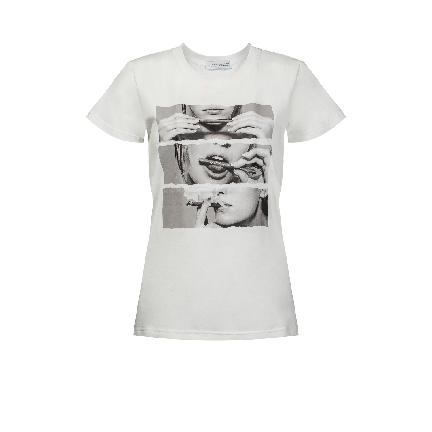T-shirt taliowany LABIOS OLAVOGA ecru