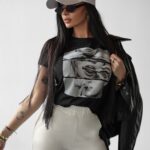 T-shirt taliowany LABIOS OLAVOGA czarny