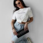 T-shirt bawełniany VIDA OLAVOGA ecru