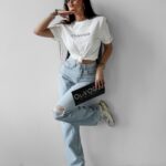 T-shirt bawełniany VIDA OLAVOGA ecru