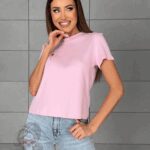 T-shirt bawełniany Lovsom pudrowy