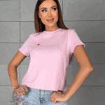 T-shirt bawełniany Lovsom pudrowy