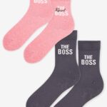 Zestaw skarpetek dla par Boss/Real Boss grafit/róż