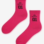 Zestaw skarpetek dla par King/Queen czarne/fuksja