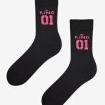 Zestaw skarpetek dla par King/Queen czarne/fuksja