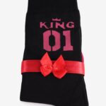 Zestaw skarpetek dla par King/Queen czarne/fuksja