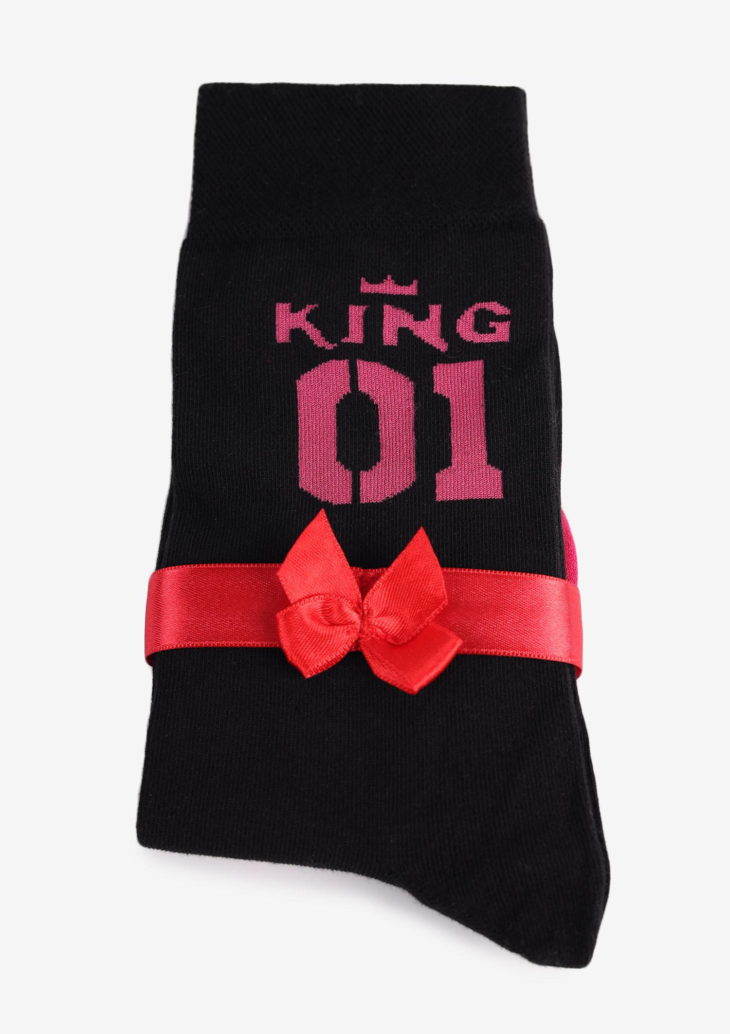 Zestaw skarpetek dla par King/Queen czarne/fuksja Zestaw skarpetek dla par King/Queen czarne/fuksja