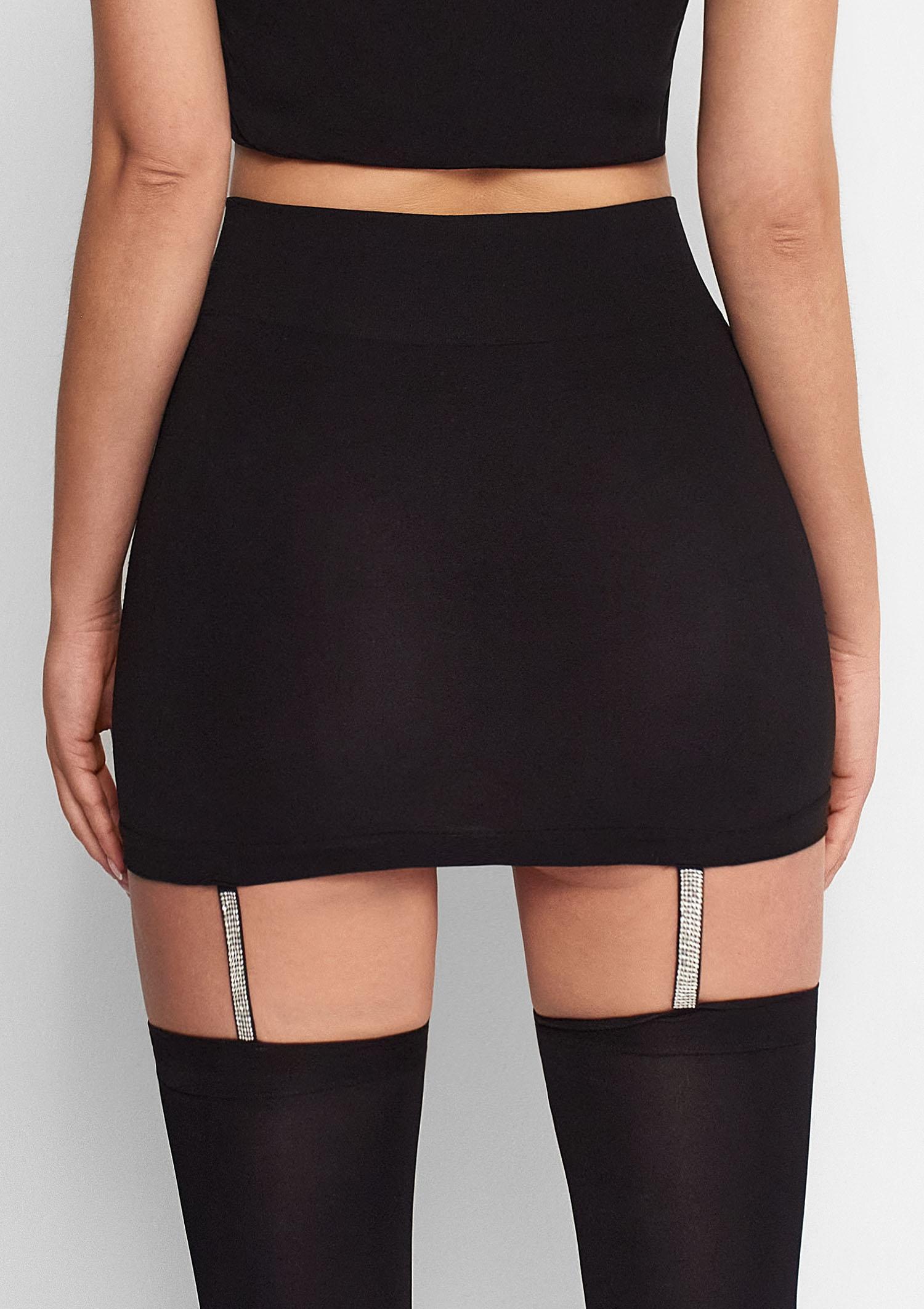 Spódniczka mini z pończochami czarna