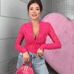 Body z siateczki w serduszka MoreMio fuksja