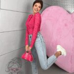 Body z siateczki w serduszka MoreMio fuksja