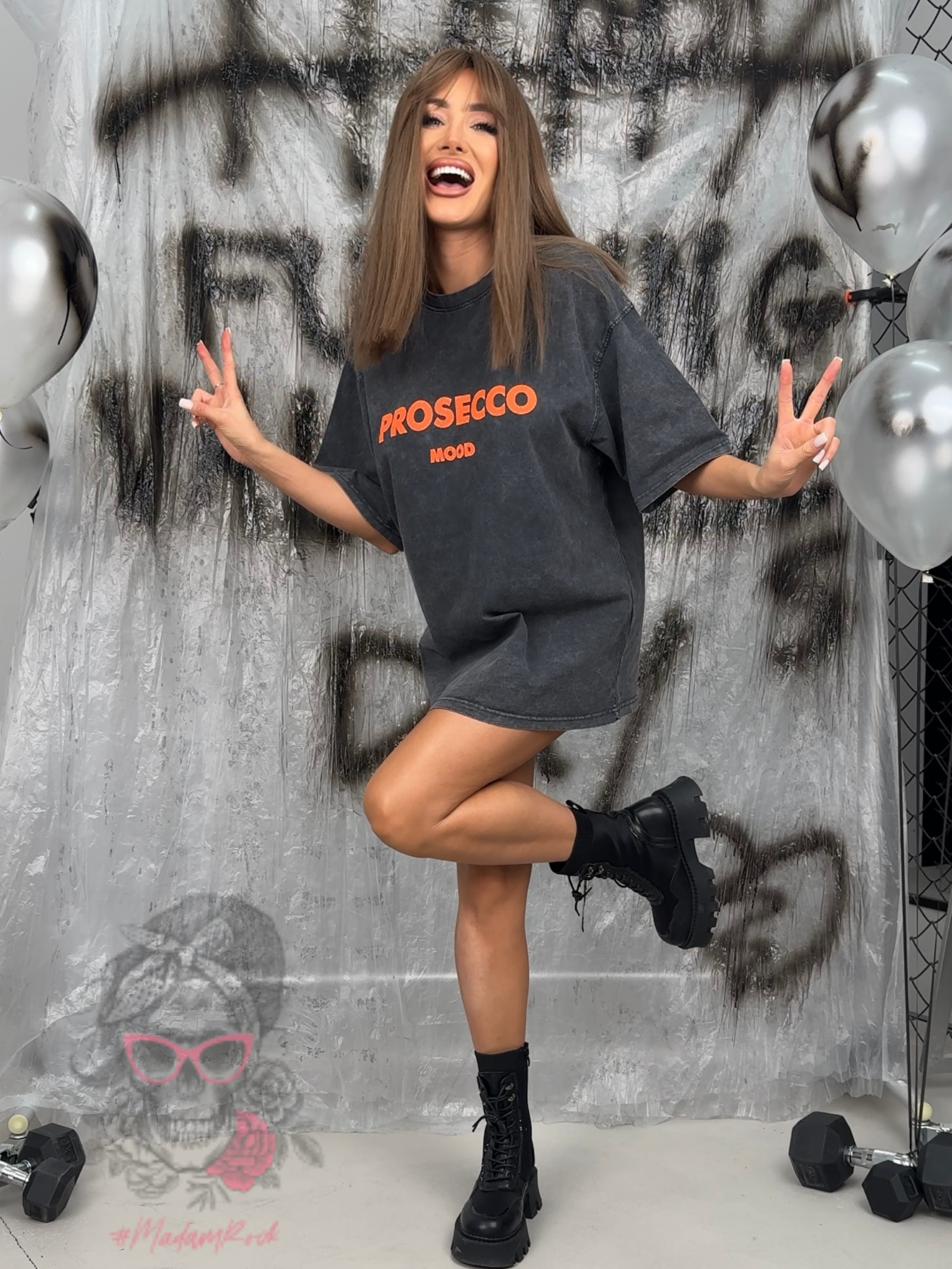 T-shirt dekatyzowany Prosecco szary