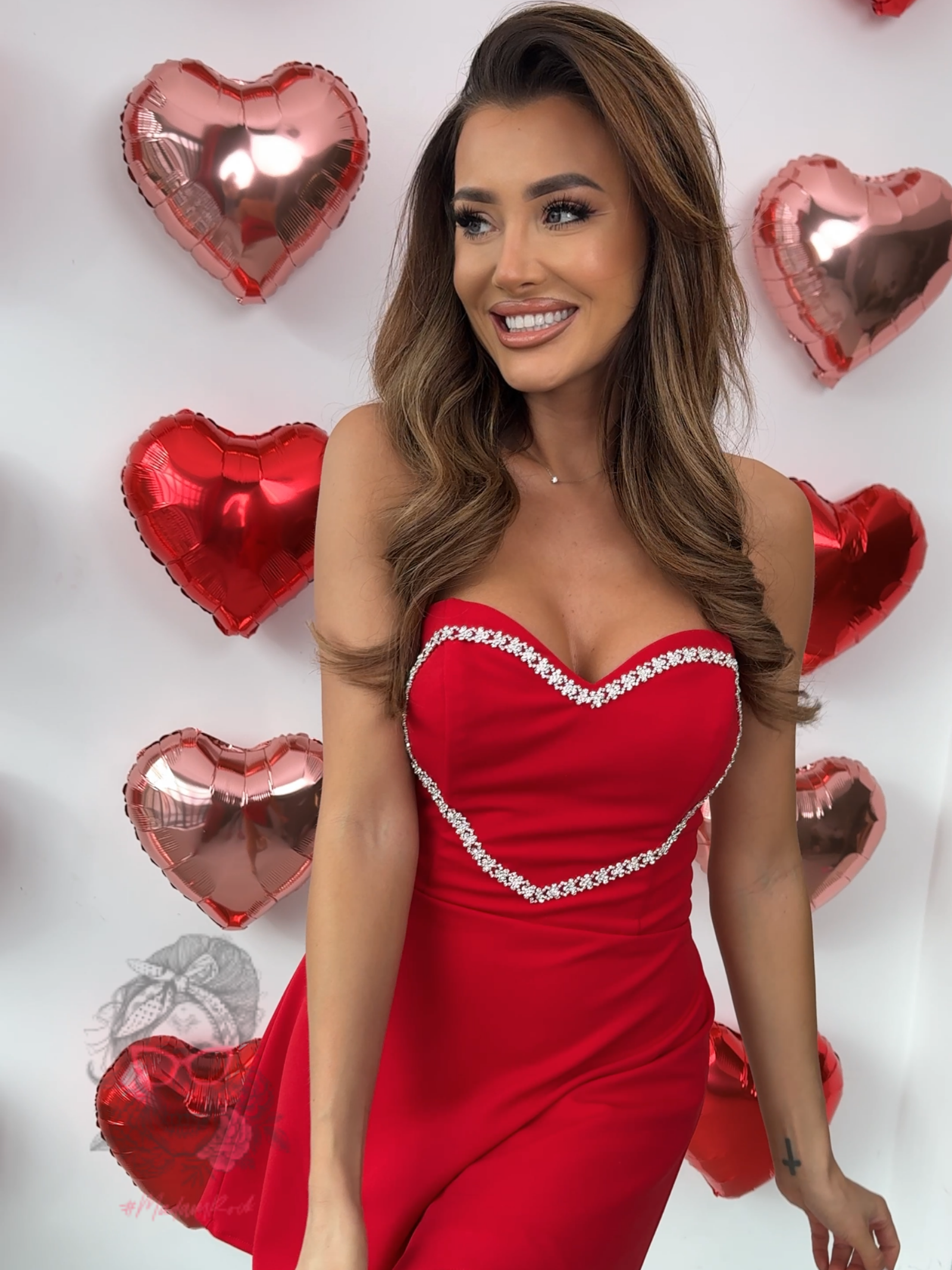 Sukienka rozkloszowana NB V-ness czerwona