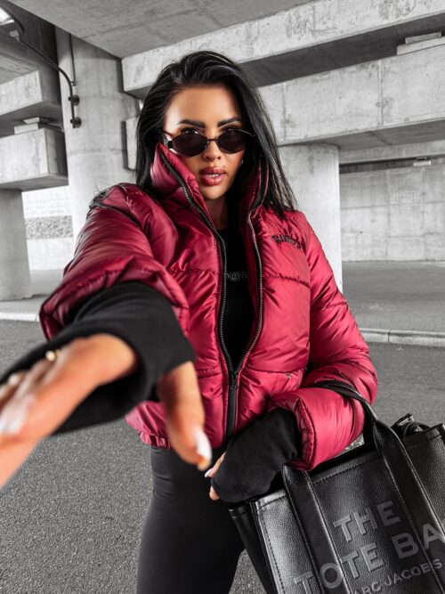 Kurtka puchowa bomber OLVERA OLAVOGA bordowa