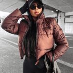 Kurtka puchowa bomber OLVERA OLAVOGA brązowa