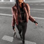 Kurtka puchowa bomber OLVERA OLAVOGA brązowa