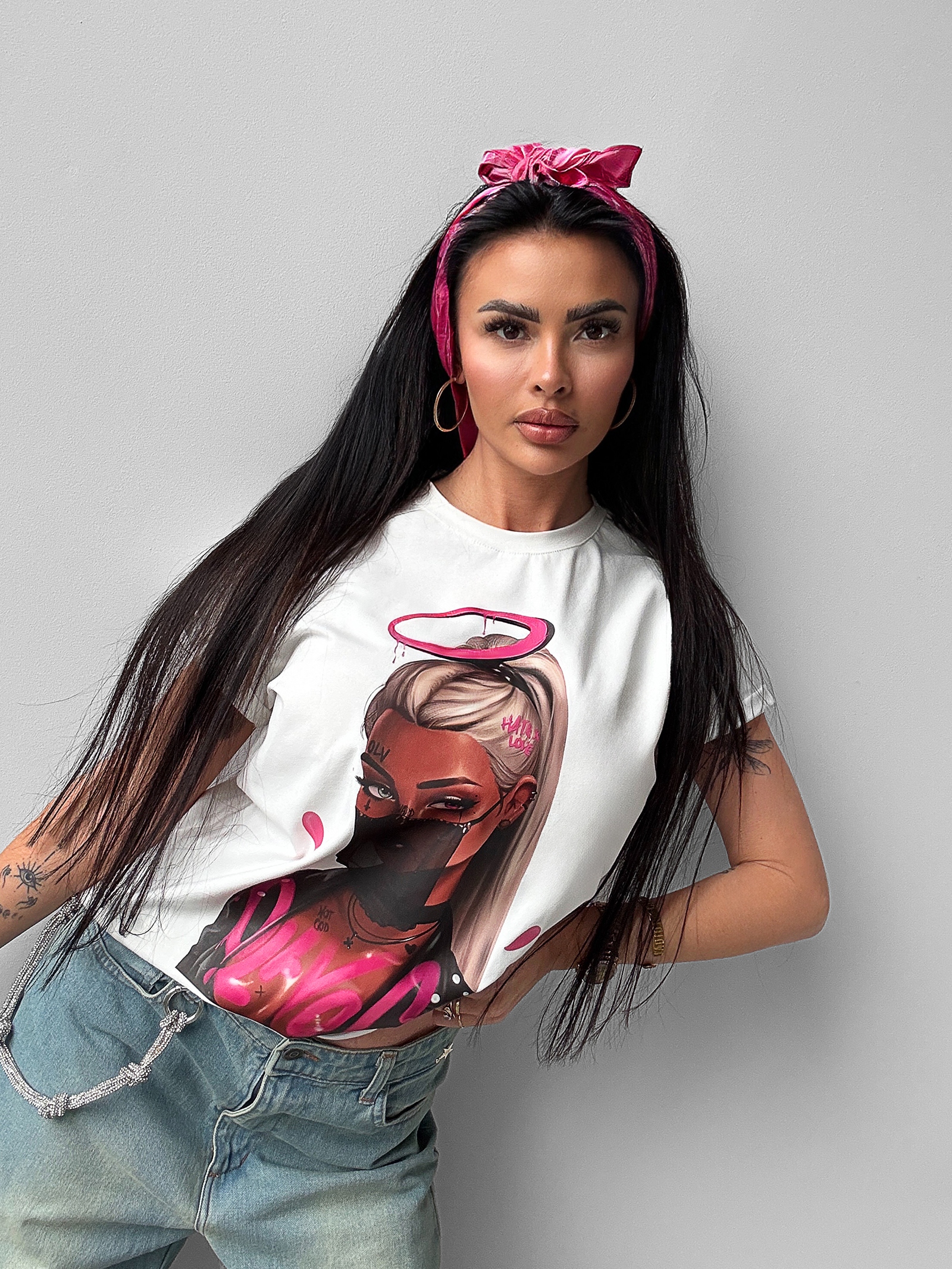 T-shirt z grafiką LOTE OLAVOGA ecru