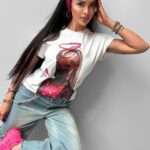 T-shirt z grafiką LOTE OLAVOGA ecru