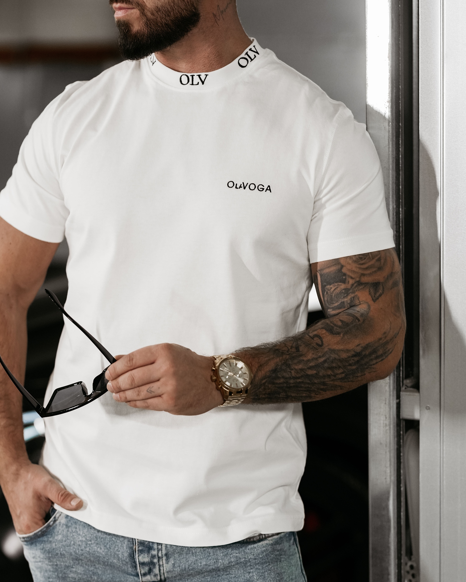 T-shirt męski bawełniany HERITAGE OLAVOGA ecru