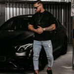 T-shirt męski z naszywkami BALE OLAVOGA czarny