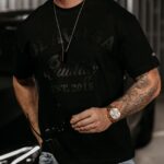 T-shirt męski z naszywkami BALE OLAVOGA czarny