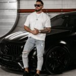 T-shirt męski z naszywkami BALE OLAVOGA ecru