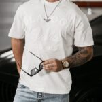 T-shirt męski z naszywkami BALE OLAVOGA ecru