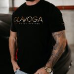 T-shirt męski ze złotym logo GLOW OLAVOGA czarny